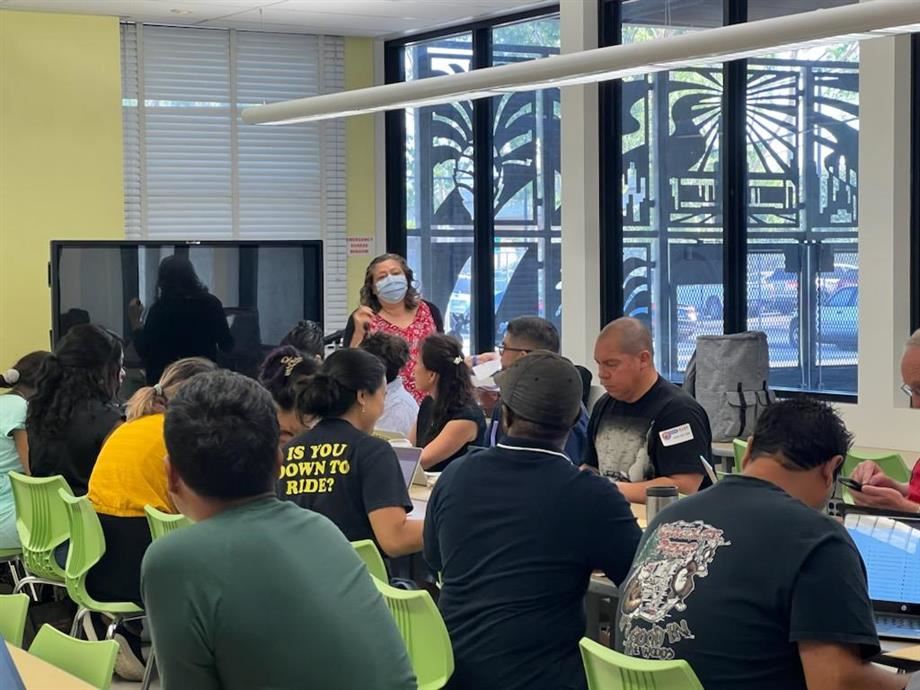 K-12 Coordinator Maggie Valles facilitating professional development at the 2023 Principals' Leadership Institute.